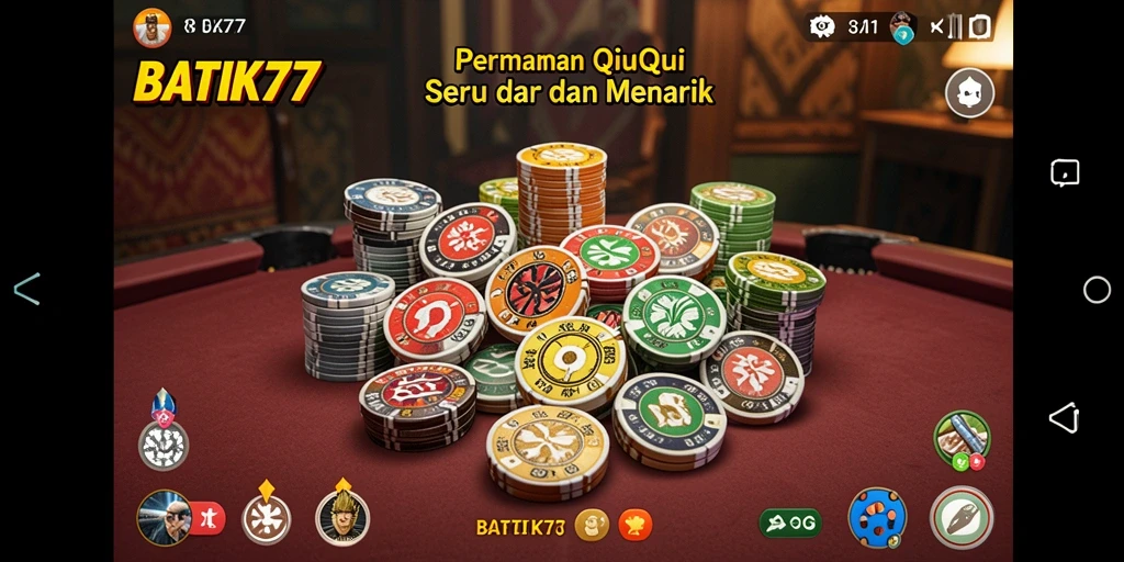 Tampilan gameplay seru dalam permainan QiuQiu BATIK77.