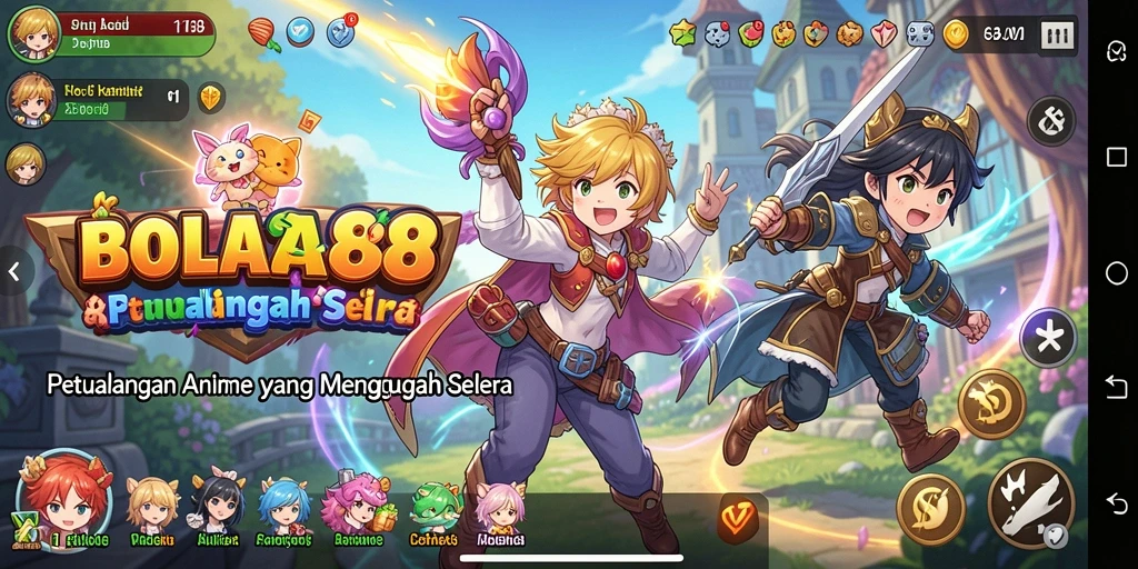 Tampilan gameplay BOLA88 dengan karakter anime yang dinamis.