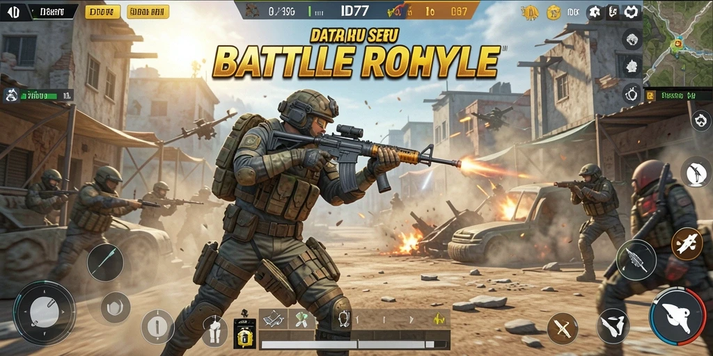 Screenshot utama IDR77 menampilkan aksi seru dalam permainan Battle Royale.