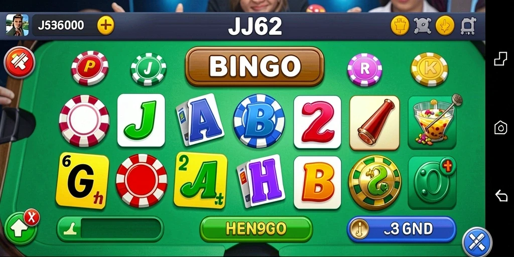Screenshot gameplay <strong>JJ62</strong> menampilkan serunya permainan Bingo yang mendebarkan.