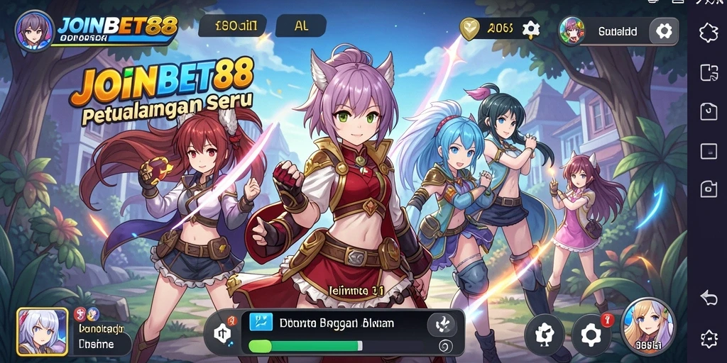 Screenshot utama dari gameplay JOINBET88 yang menampilkan pertempuran anime epic.