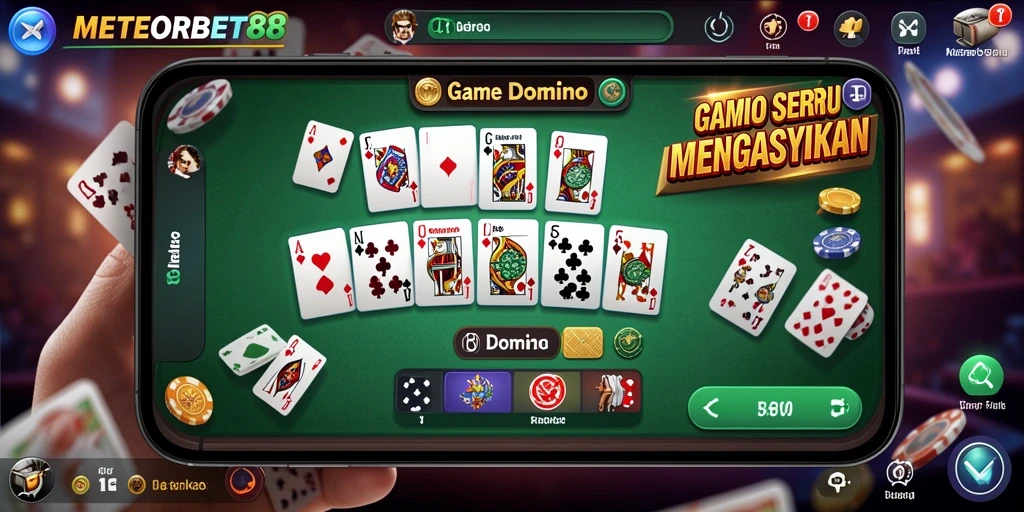 Tampilan screenshot gameplay seru dari METEORBET88 dalam aksi domino.