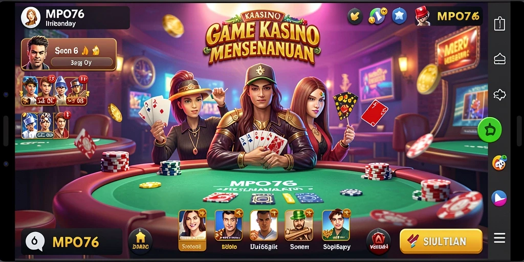 Tampilan gameplay MPO76 menampilkan keseruan permainan Kasino yang penuh warna.