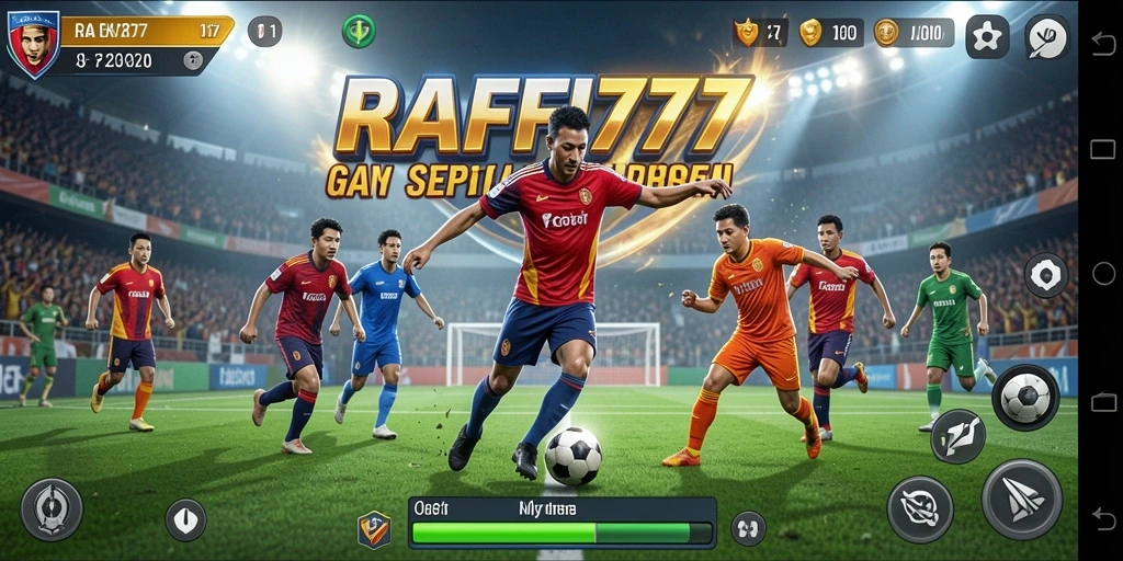 Tampilan gameplay menarik dengan aksi sepak bola yang mendebarkan.