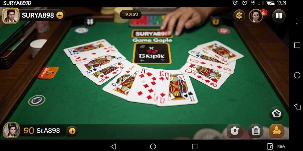 Tampilan gameplay Surya898 dengan suasana permainan Gaple yang seru.