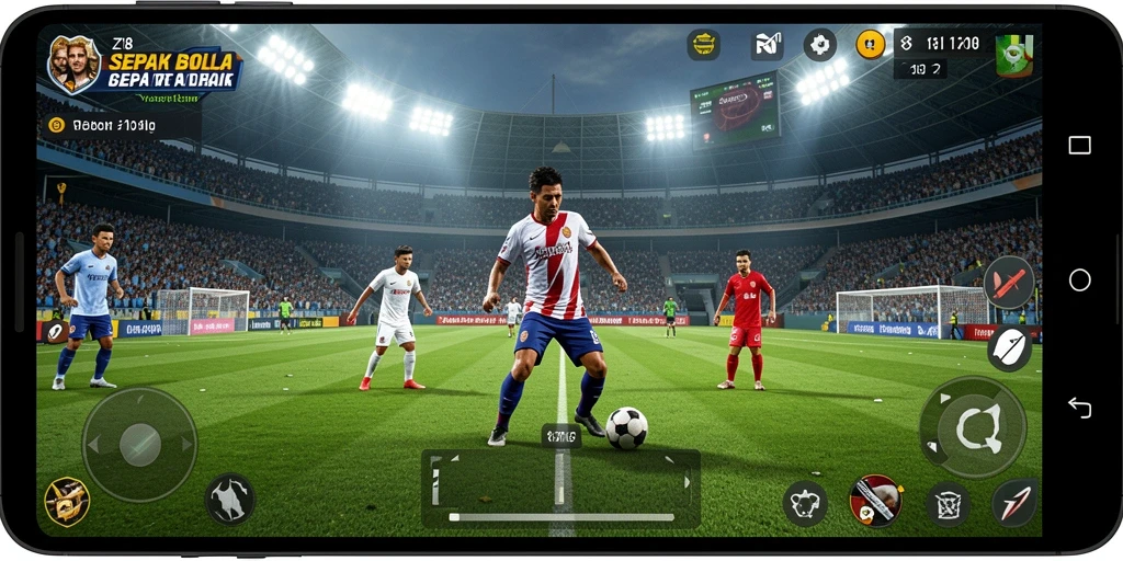 Tampilan gameplay Z18 yang seru dan mendebarkan di lapangan sepak bola.